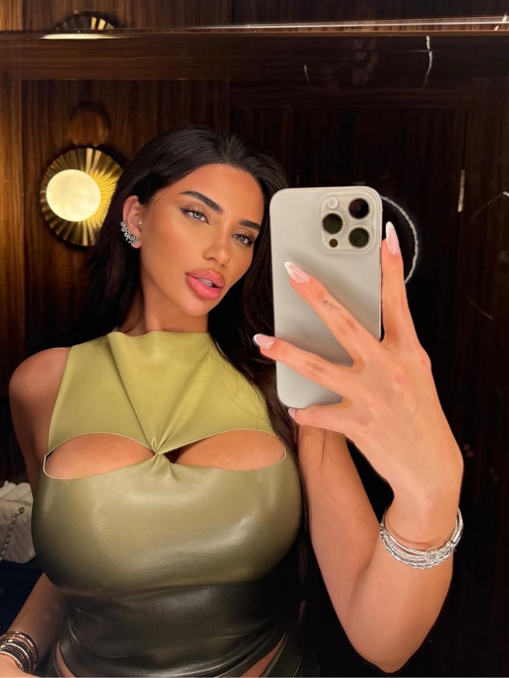 Cutout Sleeveless Top in Olive Green
